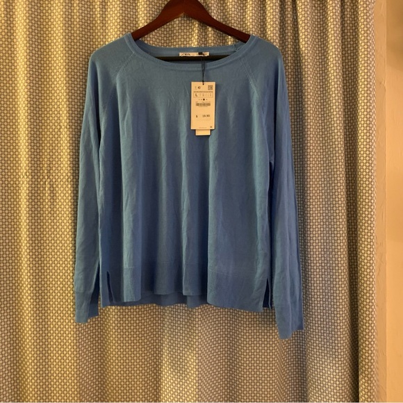 Zara Raglan Crew Zara | Sweaters | Nwt Zara Lightweight Raglan Sweater In Cerulean Blue ...
